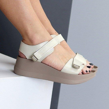 Кожаные женские босоножки Garti 41р(26.5см) бежевые кожаные (21362-41)