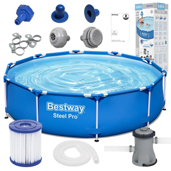 Каркасний басейн з фільтр-насосом Bestway 56679 Steel Pro 305х76 см Об'єм 4678 літ