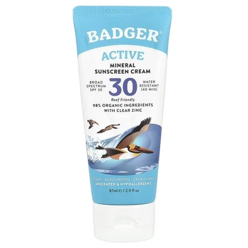 Водостойкий минеральный крем от загара Active SPF30 Badger Company, 87 мл