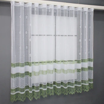 Тюль сетка VR-Textil Juli № 1150т Арка на кухню цвет белый с зеленым 300х155 см (53-0010)