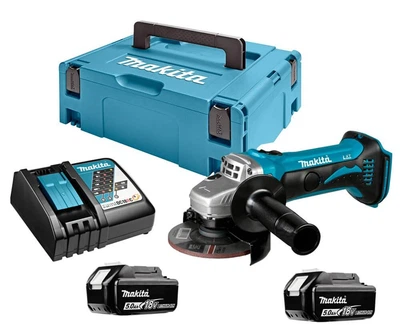 Аккумуляторная угловая шлифмашина Makita DGA452RTE в кейсе Makpac 2 с 2 акб 18V 5.0Ah и з/у DC18RC (DGA452RTE)