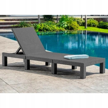 Шезлонг ротанговый, пляжный лежак Mepla Anthracite 195х65см Антрацит