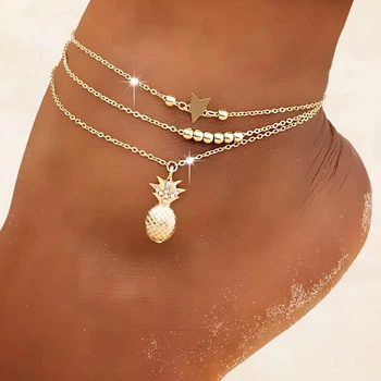 Браслет багатошаровий на ногу-анклет Анна Ясеницька "Sweet", золотистий