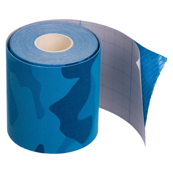 Кінезіо Тейп 7.5см х 5м спортивна тейп стрічка Kinesiology Tape, синій камуфляж