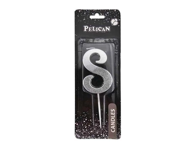 Свічка-цифра PELICAN "8" 5см срібло з блискітками арт.863318