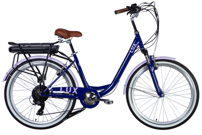 Велосипед з електроприводом 26" ST Dorozhnik eLUX Vbr FR рама-17" 36B 12.5А*г 500Вт бузковий YS 7102 60% matt 2025 крила, крило пер., крило зад., підніжка