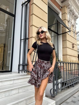 Жіноча літня міні спідниця з воланами Uaclothes 46-48 Коричневий (like32048-122501350)