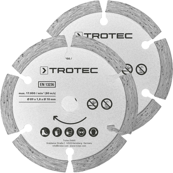 Диск отрезной Trotec 2 алмазный Diamond 89 х 10 х 1.8 мм 2 шт. (6215001302) (DAS302850)