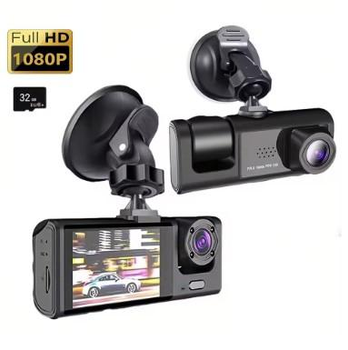 Автомобільний Відеореєстратор з 2-дюймовим IPS-екраном 1080P та 2 камери ІЧ-підсвічуванням циклічним записом + флешка 32ГБ
