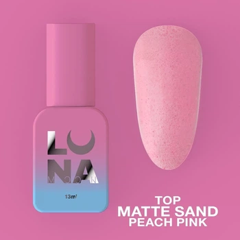 Матовое топовое покрытие LunaMoon Top Matte Sand Peach Pink без липкого слоя для гель-лака 13 мл