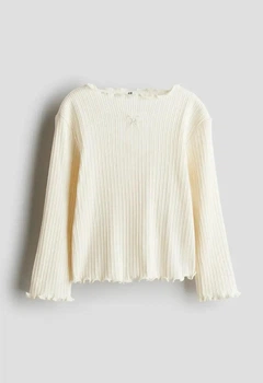 Реглан бавовняний з оверлоком кремовий Бант H&M 110-116см (400010410)