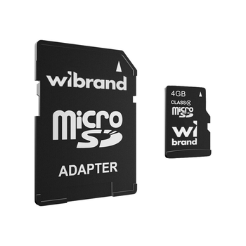 Карта памяти microSDHC Wibrand 4Gb class 4 (adapter SD) WICDC4/4GB-A