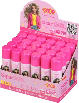 Набор клея-олівца ZiBi Super Girl PVP основа 9 г х 24 шт (ZB.6303)