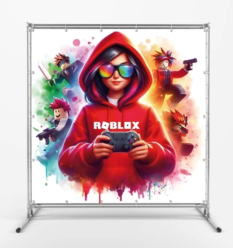Банер "Роблокс. Roblox. Дівчинка з джойстиком" розмір 2х2м. З люверсами.