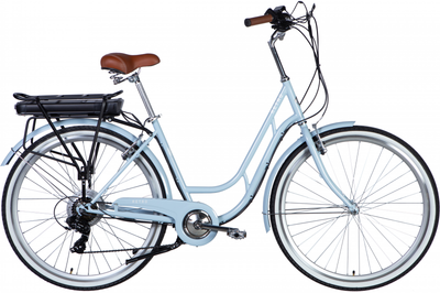 Електровелосипед Dorozhnik eRETRO Vbr FR 19" 28" ST 36 В 12.5 Аг 500 Вт з кріпл. до багажної. задній з крилом St з багажником задн. St 2025 Бірюзово-зелений (ELB-D-28-075)