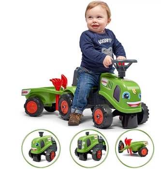 Дитячий трактор каталка Falk Baby з причепом Claas 212C дитяча лопатка грабельки толокар для малюків від 1 року машинка каталка толокар машинка дитяча для катання