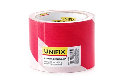 Сигнальная лента 75мм*100м красно-белаяUNIFIX