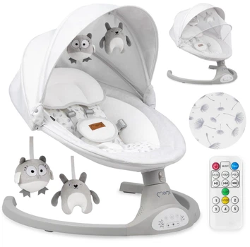 Заколисуючий центр гойдалка MoMi Kenani Light grey електронна гойдалка дитяча шезлонг для малюків від перших днів життя дитячий шезлонг гойдалка для малюків від народження шезлонг-гойдалка заколисуюча гойдалка