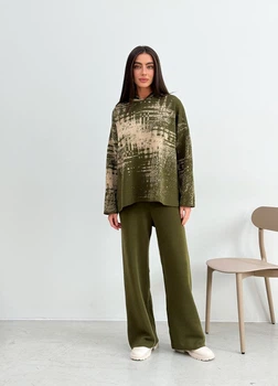 Штани жіночі в'язані ART KNIT Vibe, XL оливкові 035815