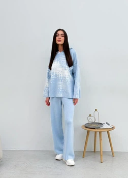 Штани жіночі в'язані ART KNIT блакитні Vibe, M 035893