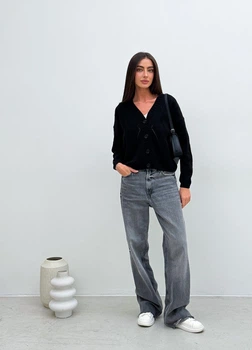 Жіночий в’язаний ажурний кардиган ARTKNIT S-M Чорний (ak35653)