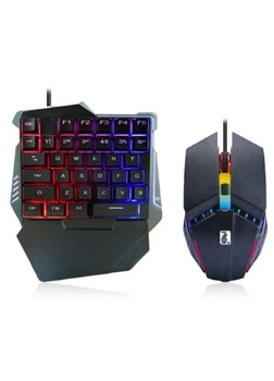 Игровой комплект клавиатура и мышь G506 под одну руку с RGB подсветкой 2в1