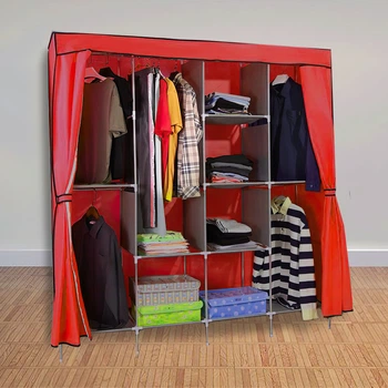 Складной тканевый шкаф для одежды Storage Wardrobe 88165 на 4 секции Бордовый/N-2