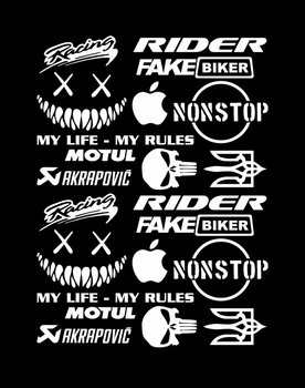 Стікерпак комплект наклейок для мото RIDER Білий