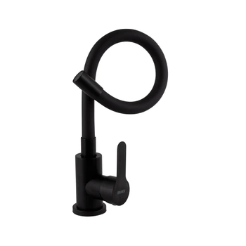 Змішувач для кухні з гнучким виливом чорний матовий Brinex Pure 015F3 Black Matt BRIPUR015F3BLM
