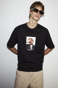 Футболка H&M Loose Fit L чорний 1238203013