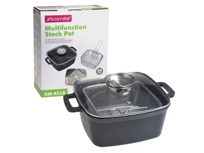 Каструля з кошиком для фритюру Kamille КМ-4218 4 л 24х24 см чорна 4947433