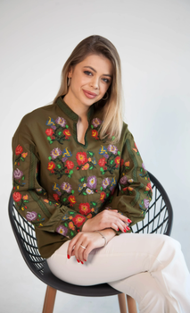 Жіноча вишиванка Galychanka Лукерія XL Хакі (GALLUKHAKI)