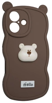 Силіконовий 3D чохол Hello Bear на iPhone 16 / brown