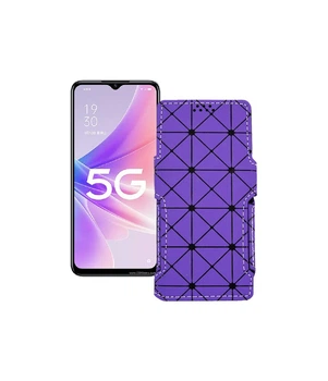 Чохол-книжка з екошкіри для телефону OPPO A57 Фіолетовий ромб