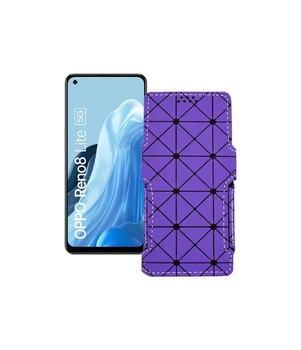 Чохол-книжка з екошкіри для телефону OPPO Reno 8 Lite Фіолетовий ромб