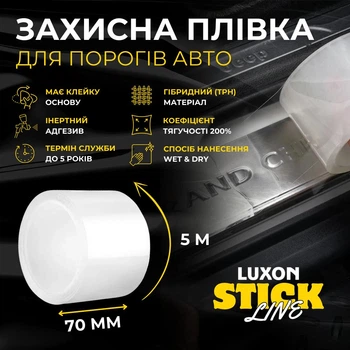 Плівка для порогів Захисна плівка для авто "Stick Line" Прозора 70 мм х 5 м (893)
