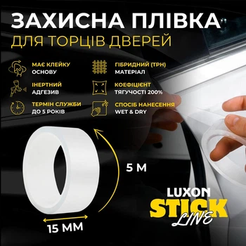 Плівка для торця дверей Захисна плівка для авто "Stick Line" Прозора 15 мм х 5 м (897)