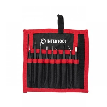 Набор пинцетов радиотехнических INTERTOOL NT-6002 9 шт (50228)