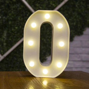Объемная цифра 0 Led декоративная маленькая 21 на 14 см белый