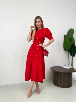 Жіноча класична сукня міді на ґудзиках Uaclothes 46 Червоний (like31916-121181366)