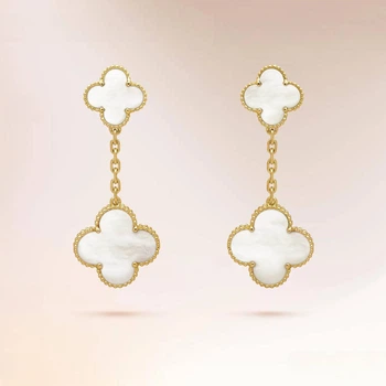 Золотисти сережки з білим акцентом і цирконіями Bijoux-e