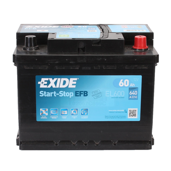 Автомобільний акумулятор EXIDE EFB (-/+) 12V 60Ah (640A) Euro EL600 (AKBLI10151)