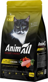 Сухий корм для кішок AnimAll зі свіжою куркою