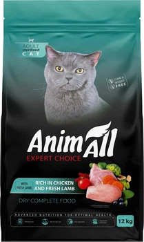 Сухий корм для кішок AnimAll для стерилізованих з куркою та свіжою ягнятиною