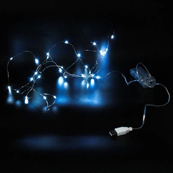 Гірлянда святкова Xmas 30 Led 3 м (Copper) мідному дроту (Крапля роси) B BLUE працює від батарейок+USB для нового року, для свята