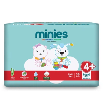 Підгузки Minies Baby Maxi Plus 4+ (Розмір 9-16 кг) 38 шт