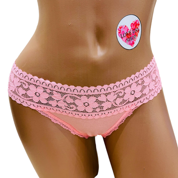 Трусики Victoria’s Secret Thong XS Персиковые с кружевом