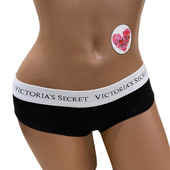 Трусики Victoria’s Secret Cotton Logo Cheeky S Черные с логотипом