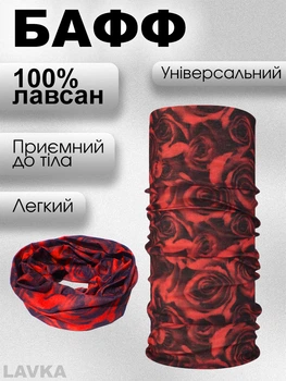 Бафф, снуд легкий, бандана-трансформер, демисезонная, баф, универсальный размер, розы 104254207