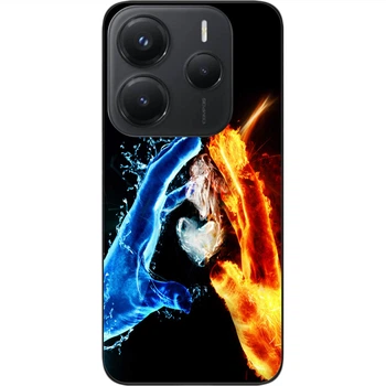 Силіконовий чохол SMTT для Xiaomi Redmi Note 14 4G з картинкою Вода та полум'я